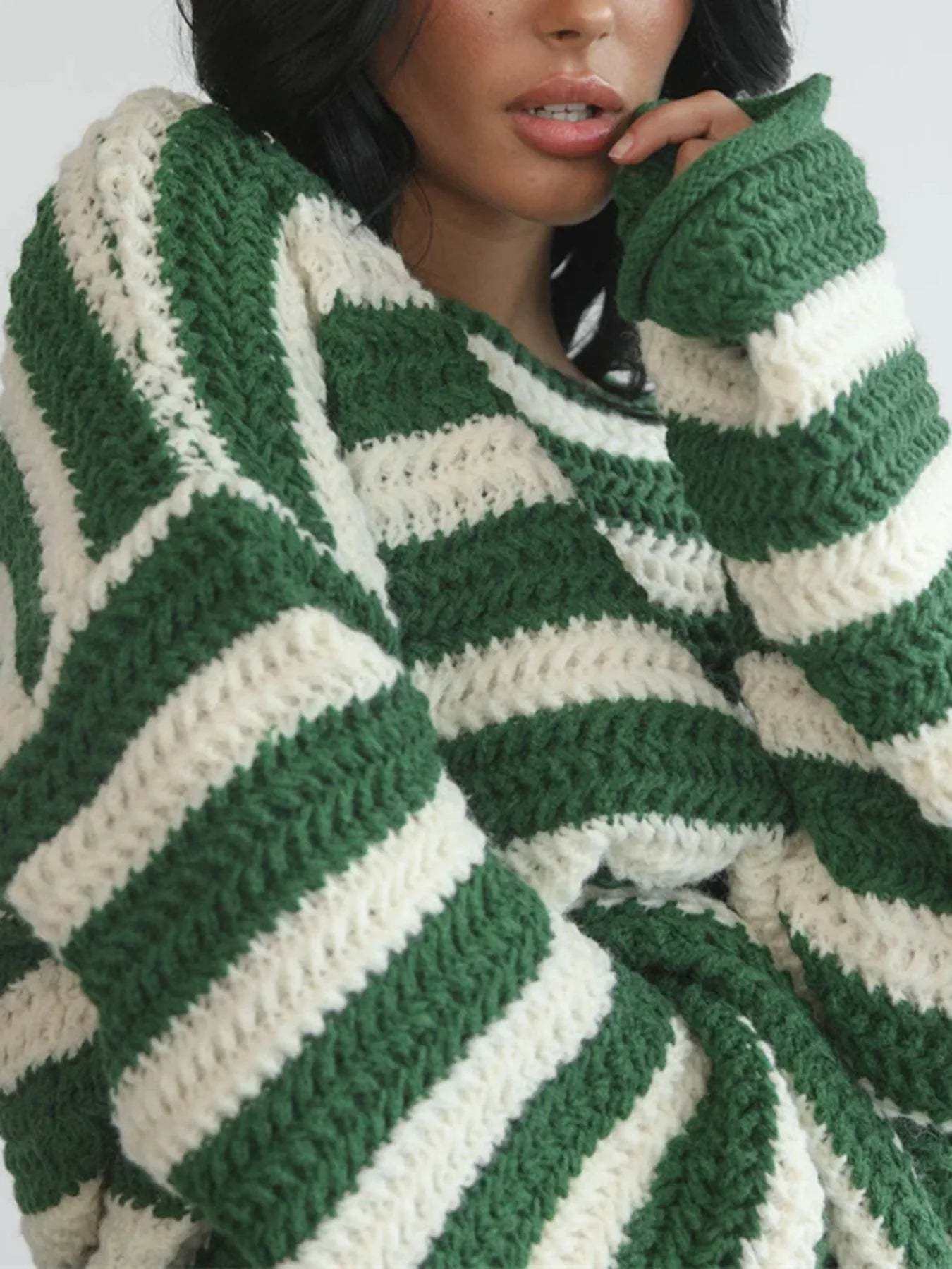 Striped Knit Pullover Sweater