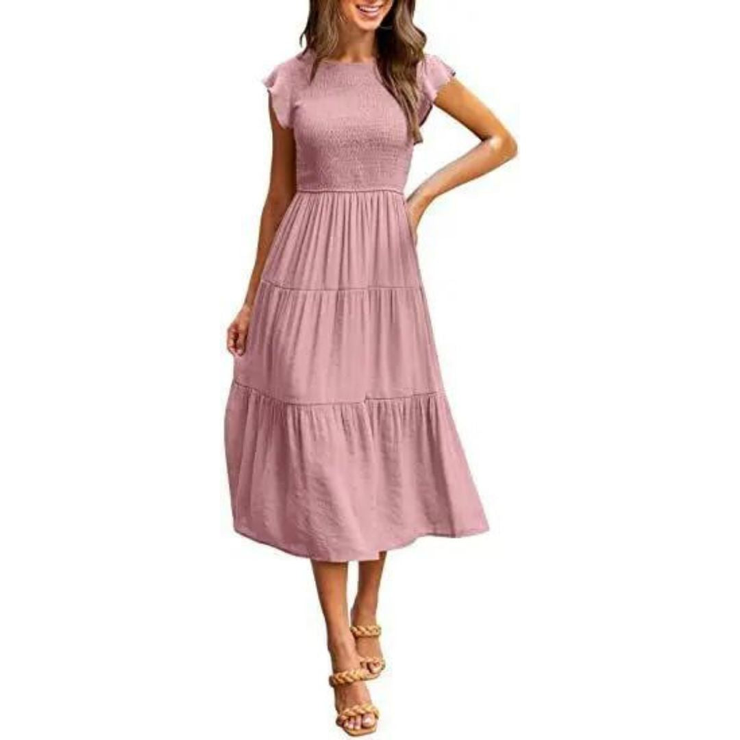  Elegant Flounce Midi Dress