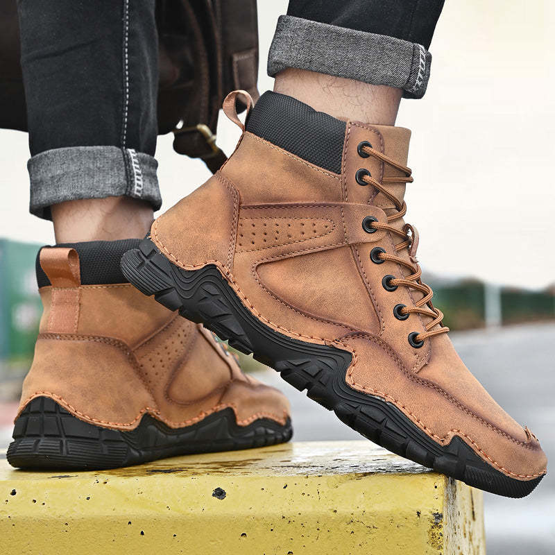 Men Casual Ankle Boots Leather Winter Orthopedic Shoes