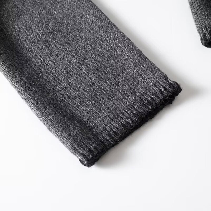 Charcoal Chic Wool-Blend V-Neck Pullover