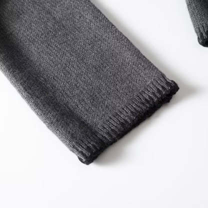 Charcoal Chic Wool-Blend V-Neck Pullover
