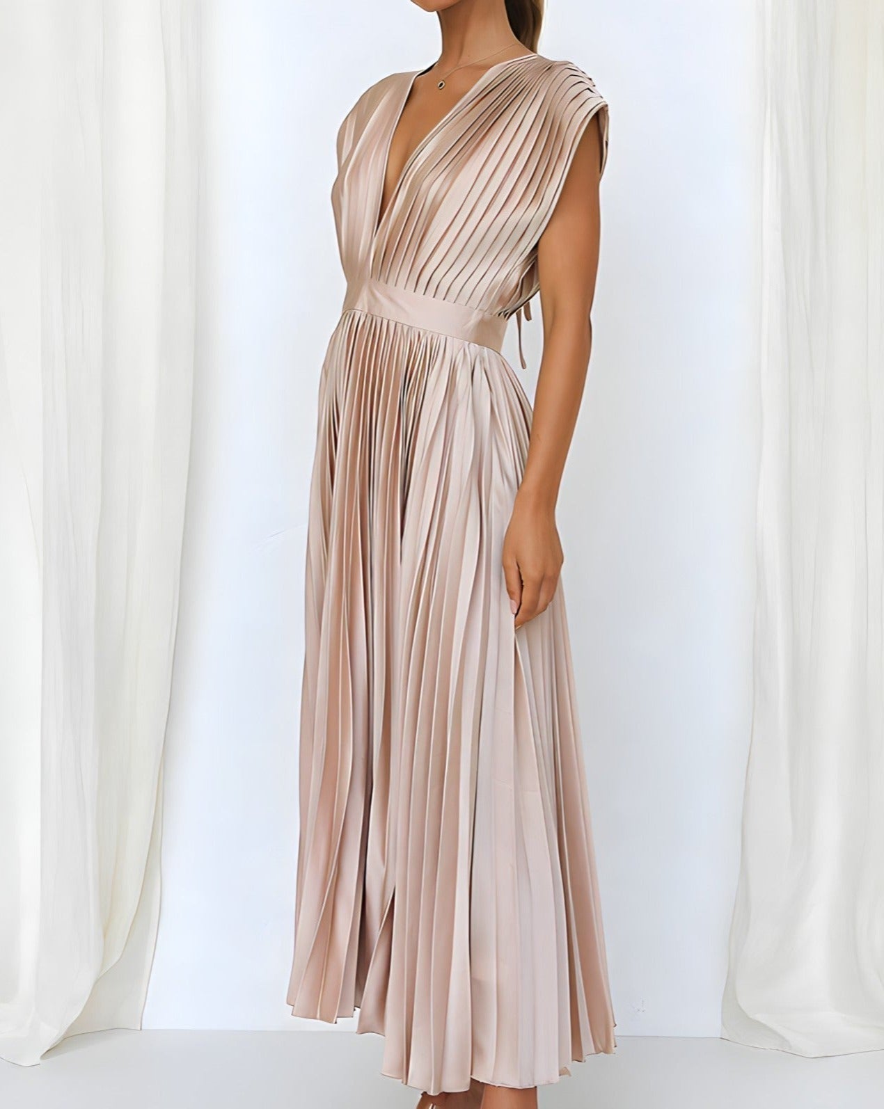 Flowy V-Neck Midi Dress