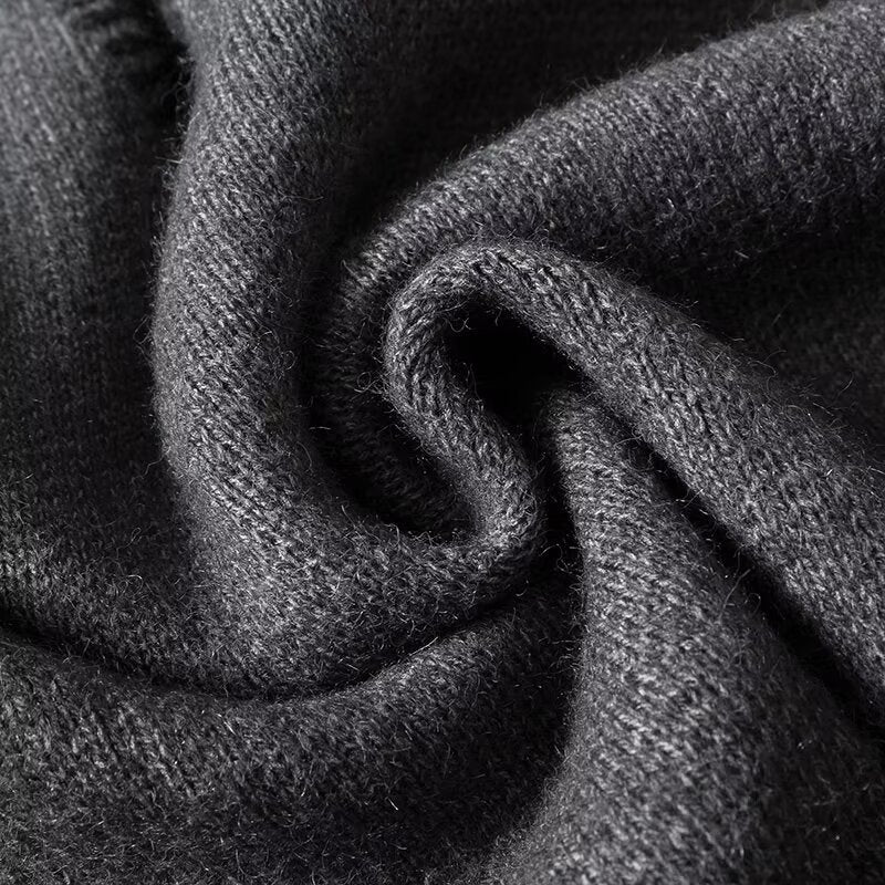 Charcoal Chic Wool-Blend V-Neck Pullover