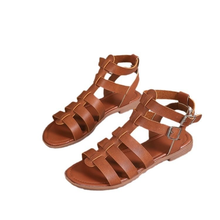 Summer Hollow Woven Thick Heel Non-Slip Sand Roman Shoes
