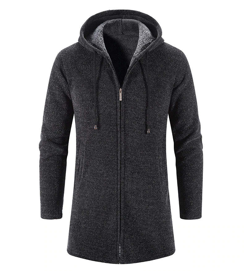  Men's Long Hooded Cardigan