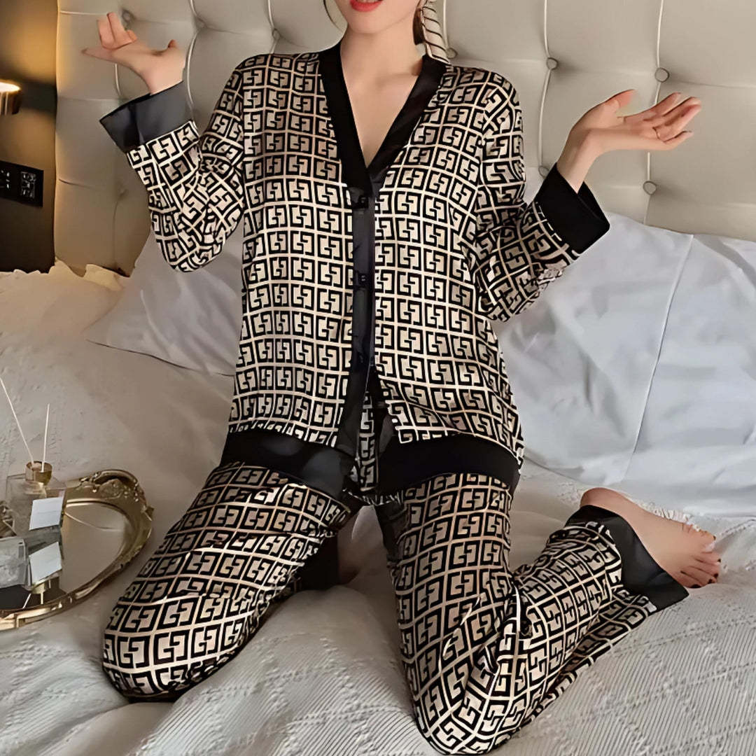 Silky 2-Piece Golden Dawn Pattern Pajama