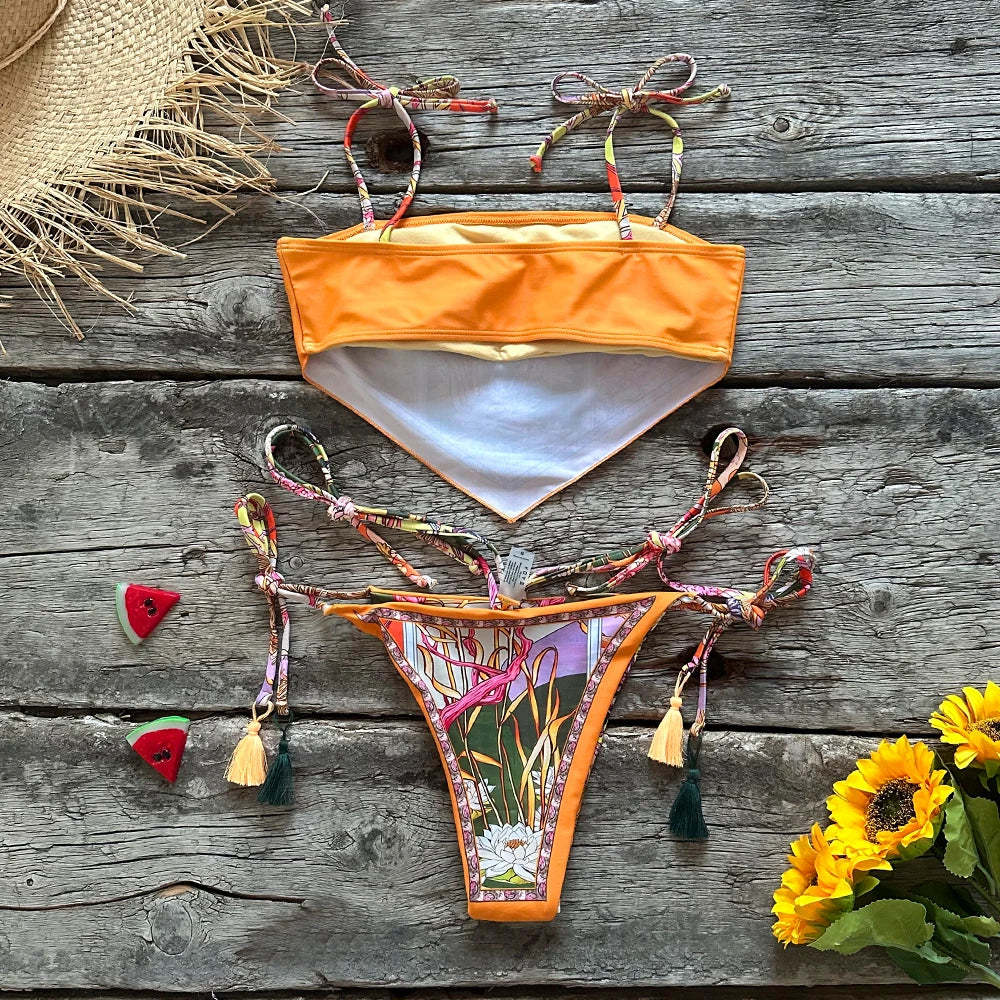 Printed Halter 2-Piece Bikini Set