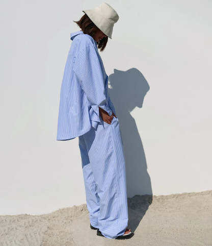 Striped Cotton Co-ord Set with Relaxed Shirt