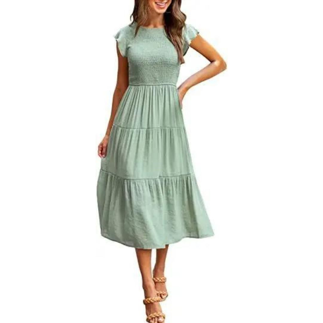 Elegant Flounce Midi Dress