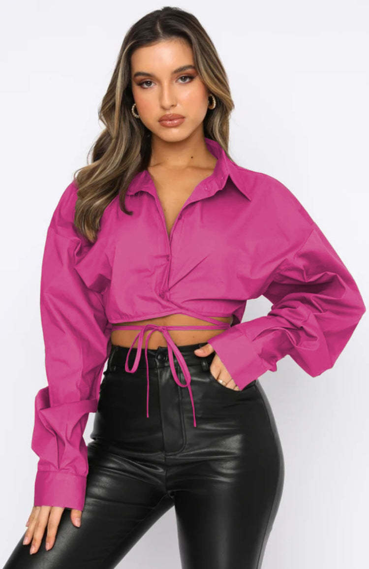 Tie-Front Cropped Shirt