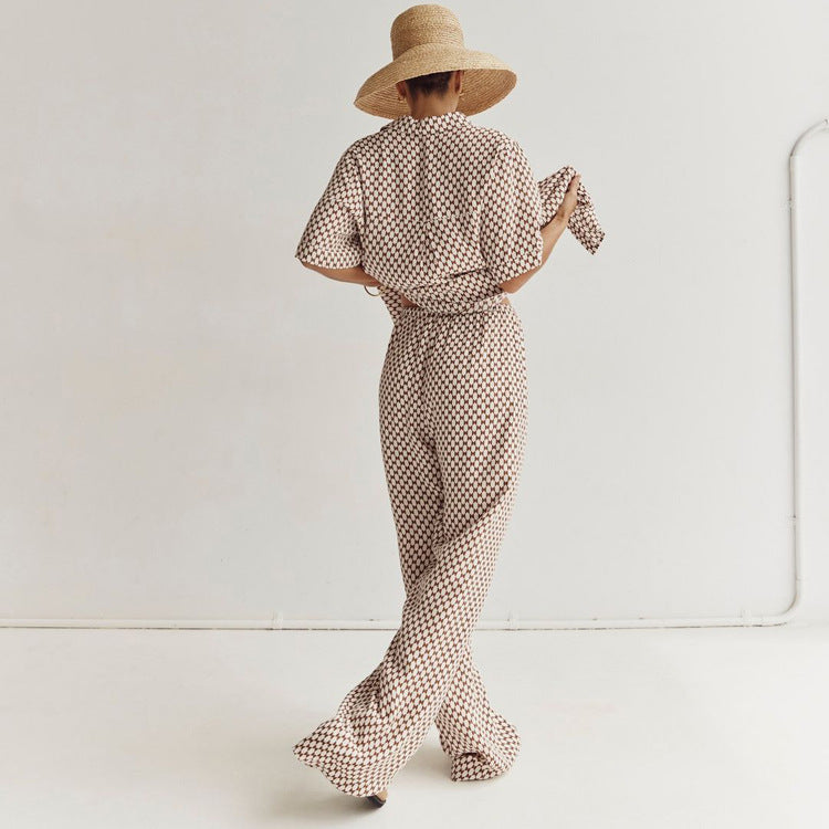Geometric Print Shirt & Trousers Set