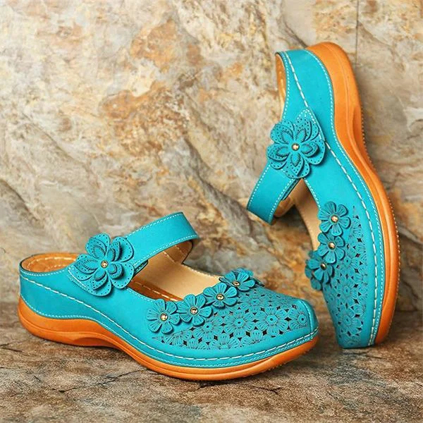 Comfy Floral Slip-On Wedge Sandal