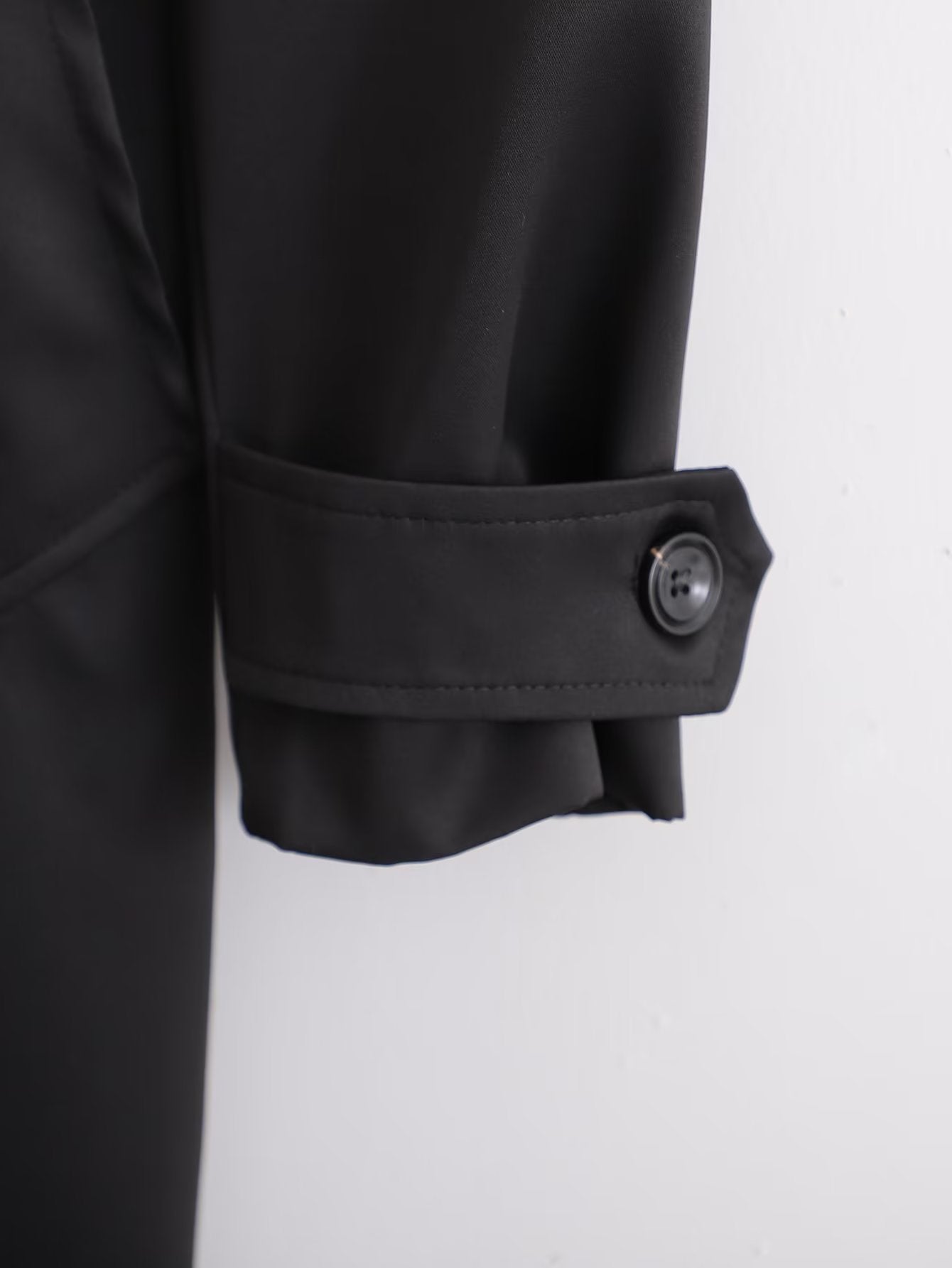 Women's Black Breasted Trench Coat