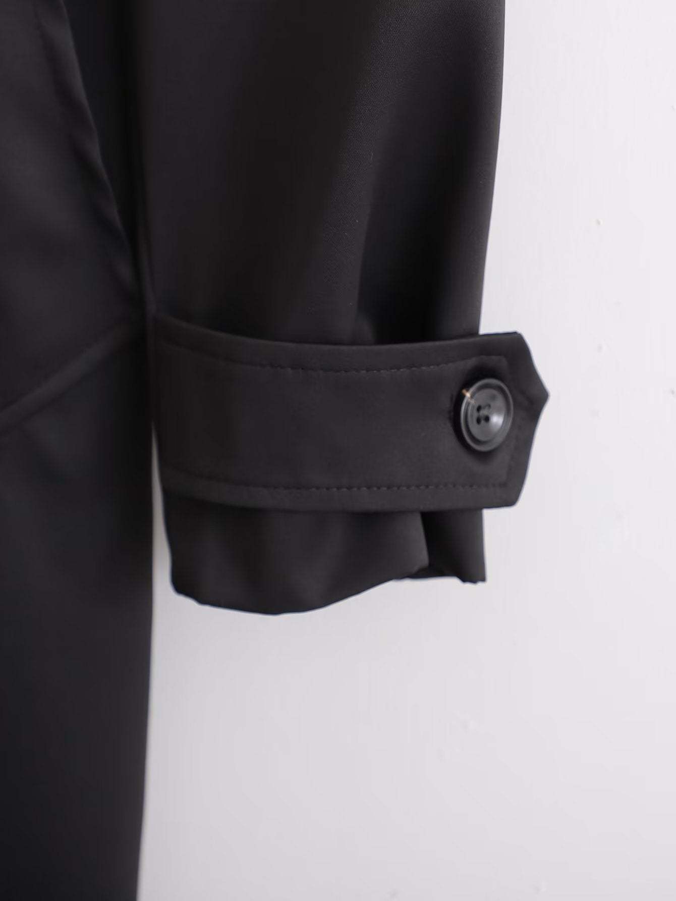 Women's Black Breasted Trench Coat
