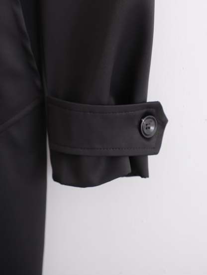 Women's Black Breasted Trench Coat