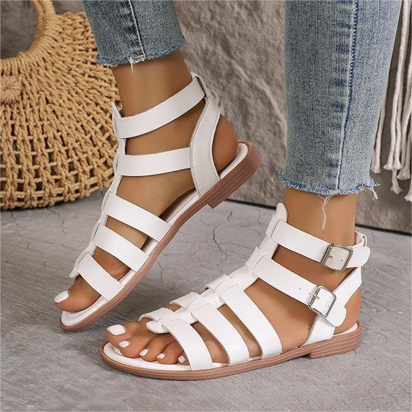 Summer Hollow Woven Thick Heel Non-Slip Sand Roman Shoes