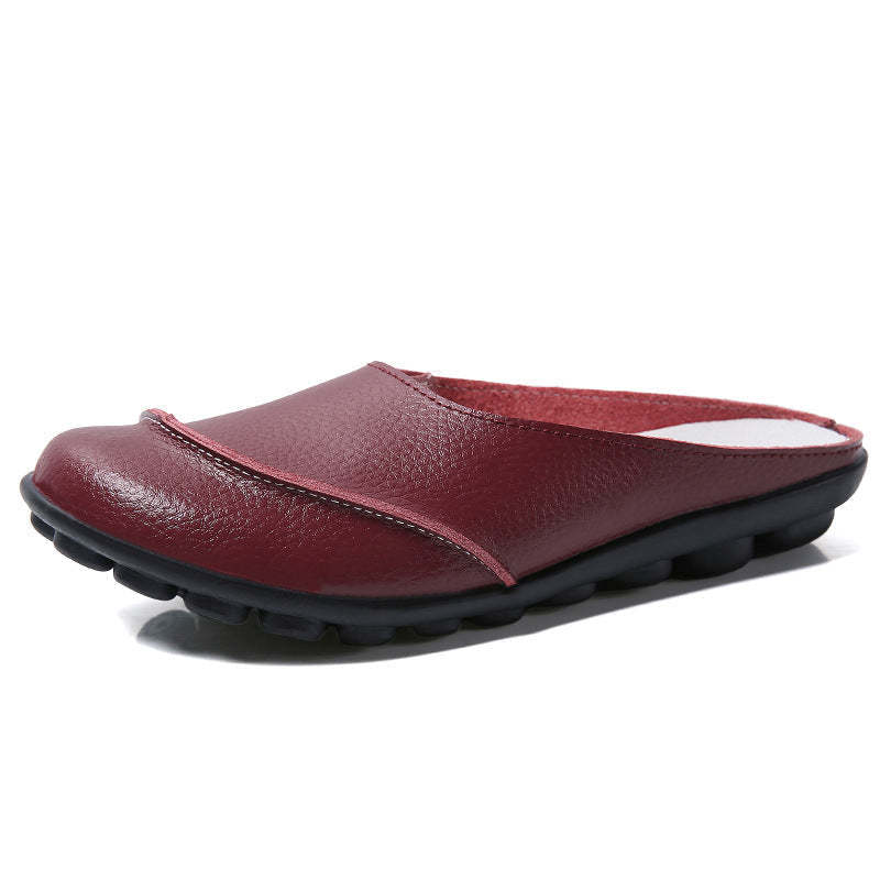 Slip On Loafers Slippers Wear Leather Soft Soles And Comfortable Flat Shoes