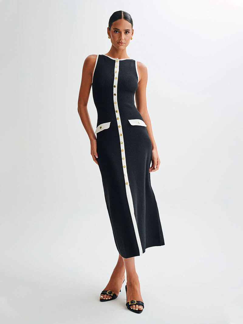 Buttoned Sleeveless Maxi Dress