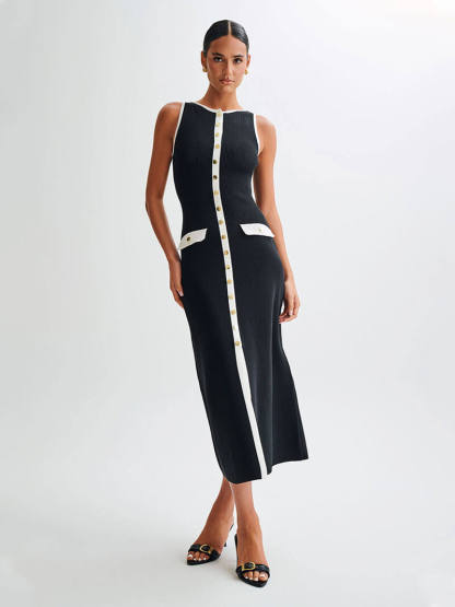 Buttoned Sleeveless Maxi Dress