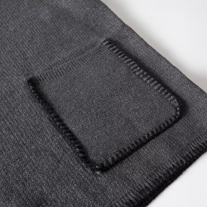 Charcoal Chic Wool-Blend V-Neck Pullover