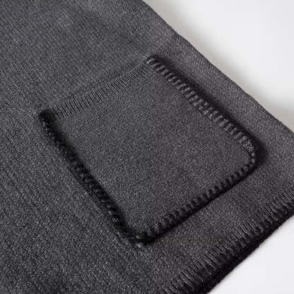 Charcoal Chic Wool-Blend V-Neck Pullover