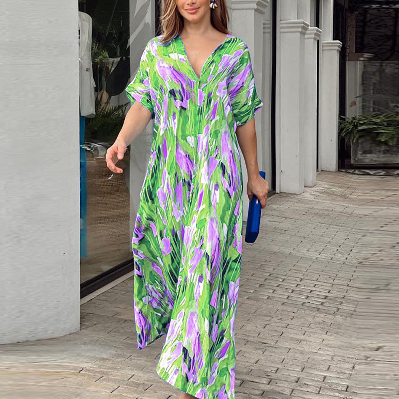 Summery V-neck Maxi Dress
