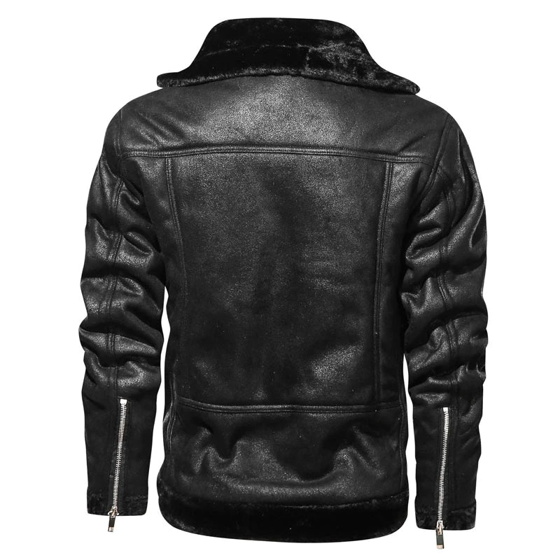 Leather Biker Jacket With Fleece Lining