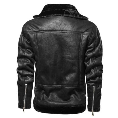 Leather Biker Jacket With Fleece Lining
