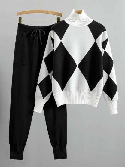 Knitted Two-Piece Set Geometric Print