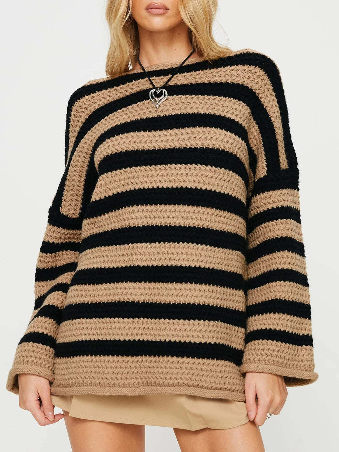 Striped Knit Pullover Sweater