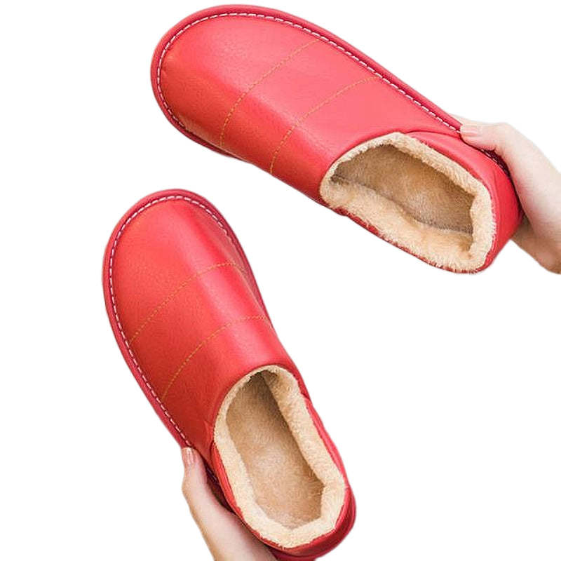 Women Interior Fur Slippers Waterproof Winter Shoes