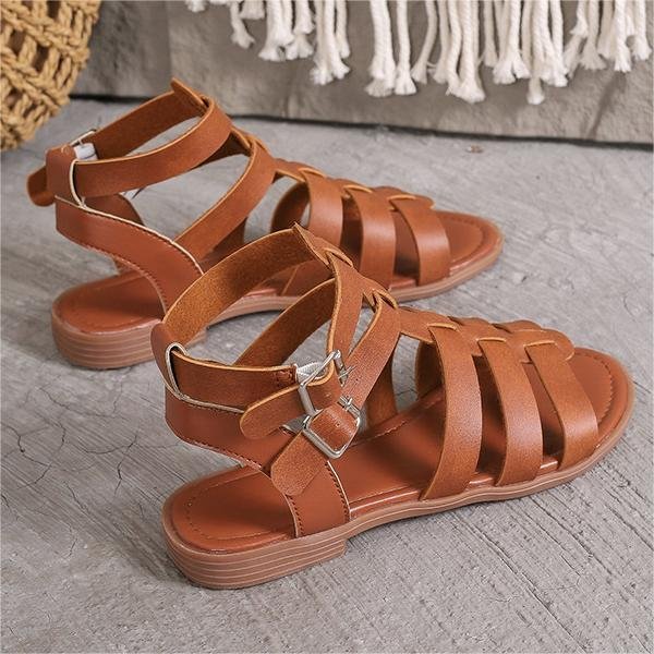 Summer Hollow Woven Thick Heel Non-Slip Sand Roman Shoes
