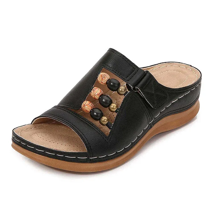 Orthopedic Wedge Heel Slip On Open Toe Mules Sandals Womens Slipper