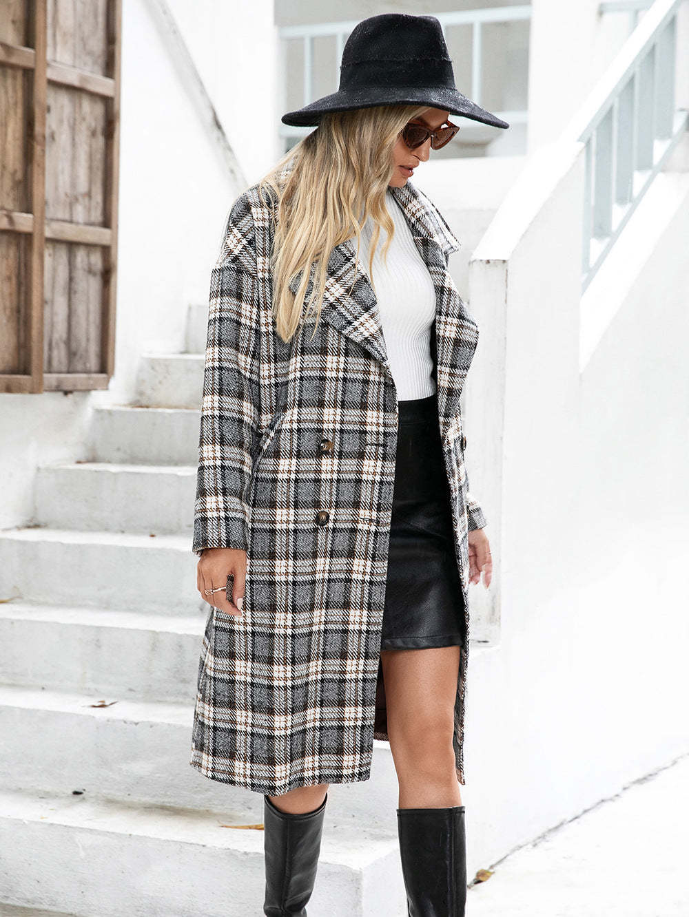 Plaid Longline Coat