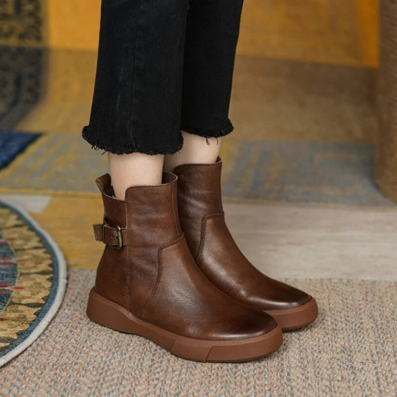 Vintage leather ankle boots