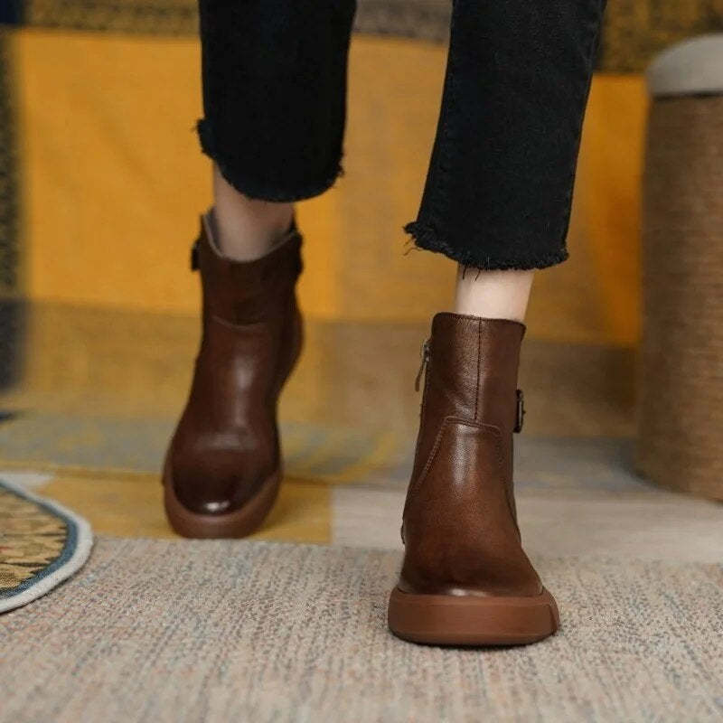 Vintage leather ankle boots