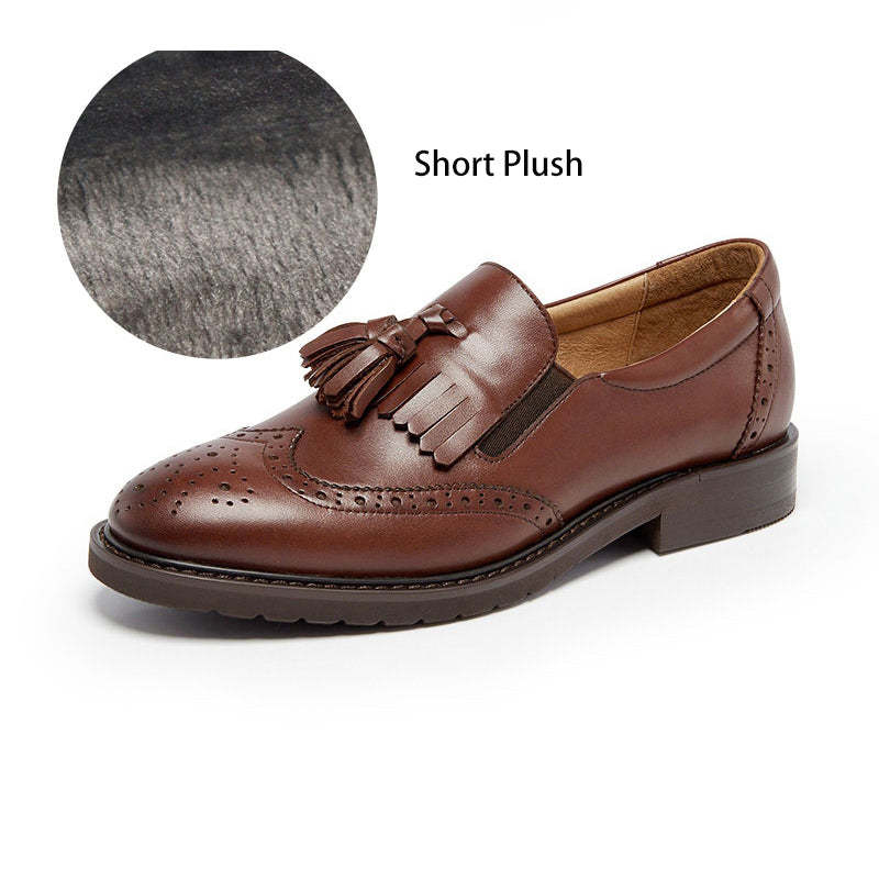 Waxing leather Brogue Loafers Womens Handmade Wingtip Shoes in Black/Coffee/Brown/BrownNew