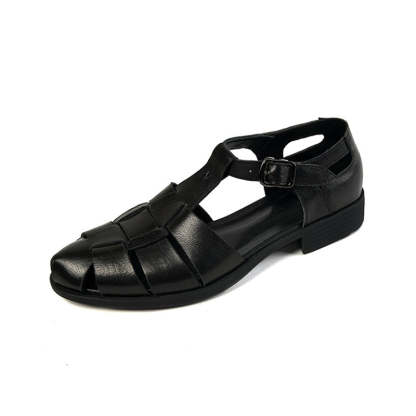 Designer Fisherman Shoes Genuine Leather Gladiator Sandals Soft Knit Retro Chunky Buckle Shoes