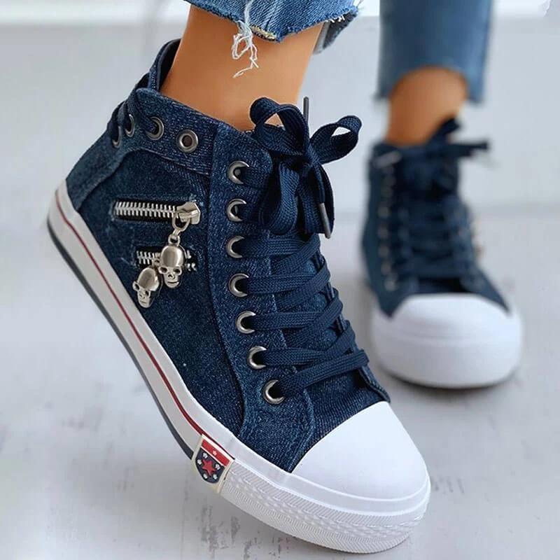 Lightweight Comfy Lace-up High-Top Canvas Shoes