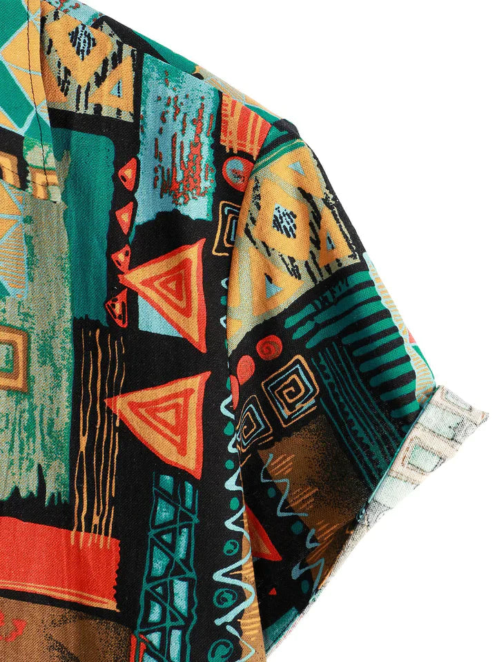 Geometry Print Button Up Shirt
