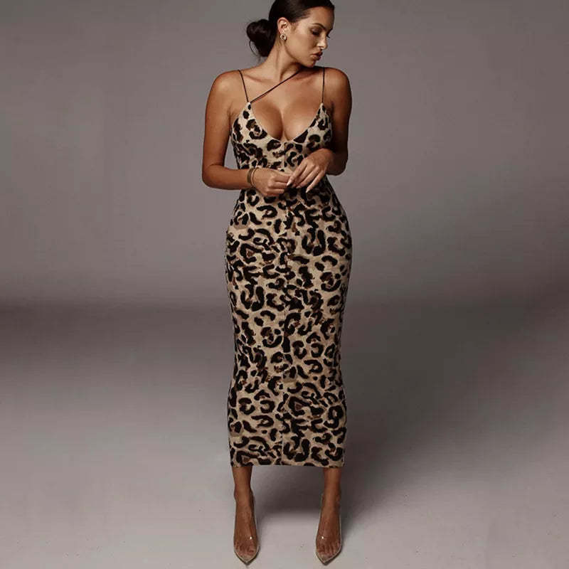 Sexy Animal Print Maxi Dress
