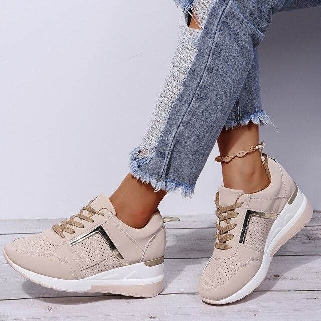 Orthopedic Lace-up Wedge Sneakers