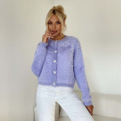Fluffy Button-Up Cardigan
