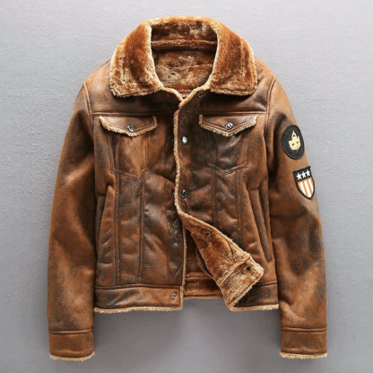 Suede Biker Jacket With Lambswool Lining