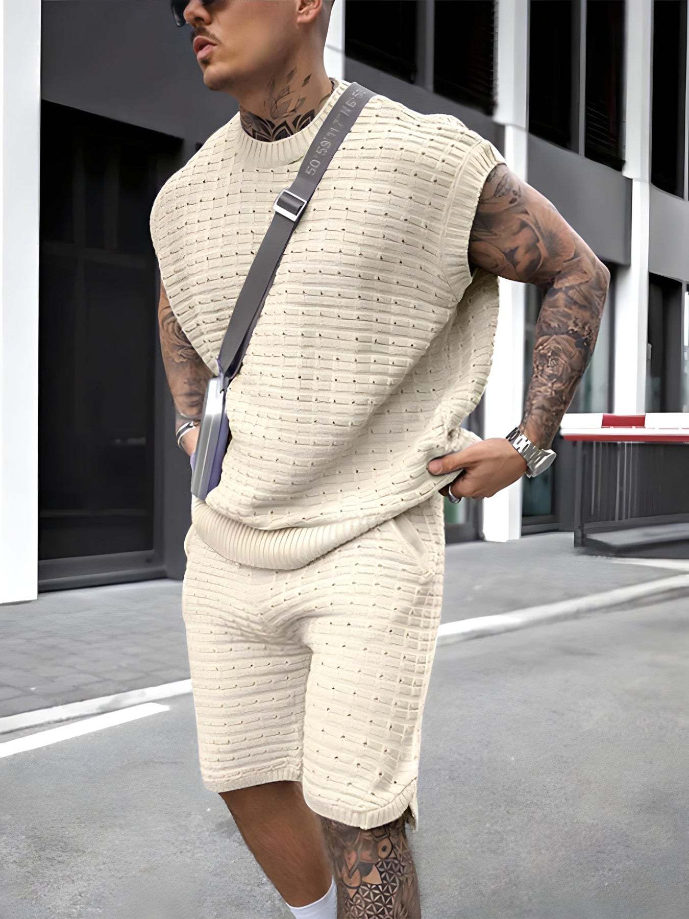 Sleeveless Knitted Men's Set