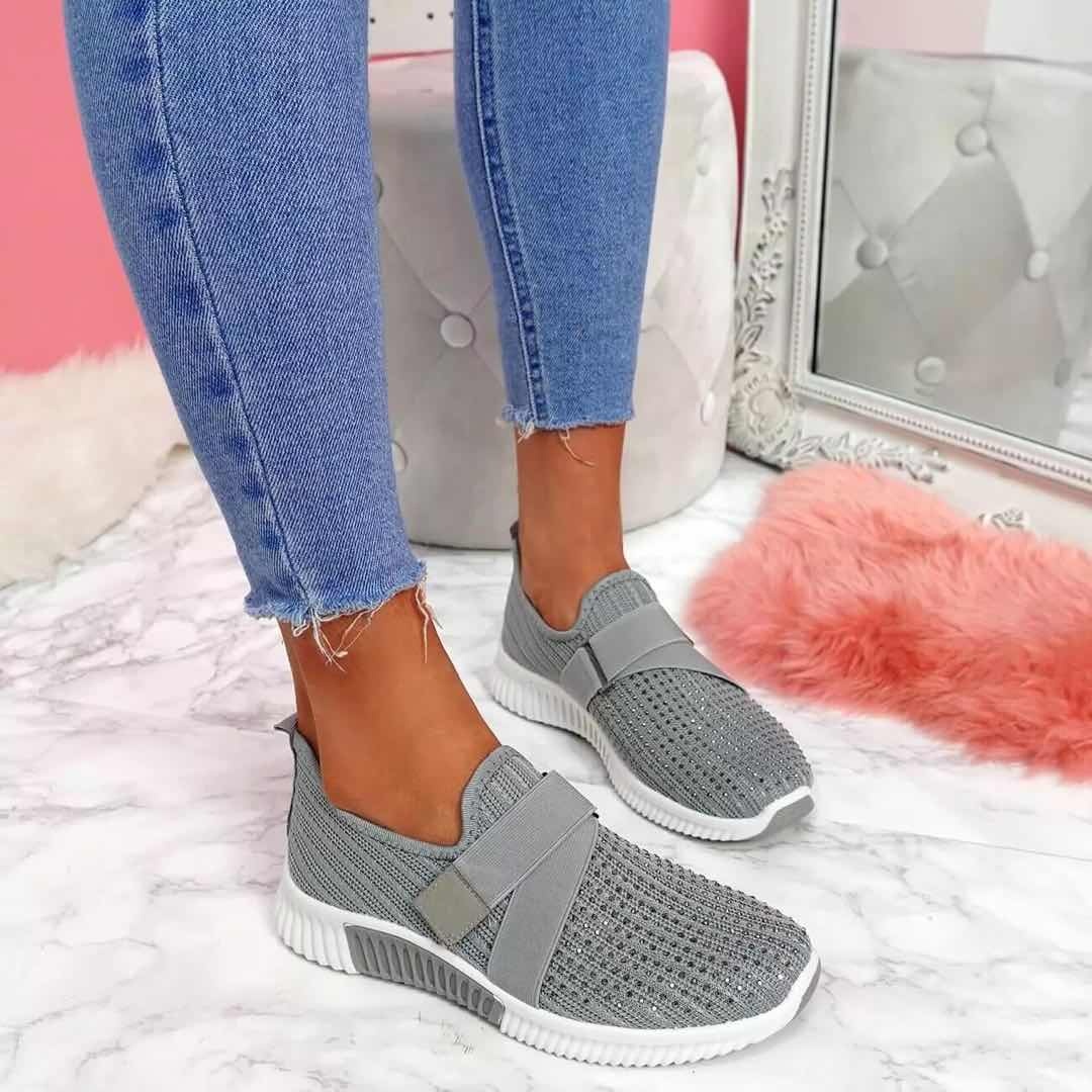 Women's Orthopedic Walking Sneakers - Slip-on Casual Shoes With Orthopedic Sole