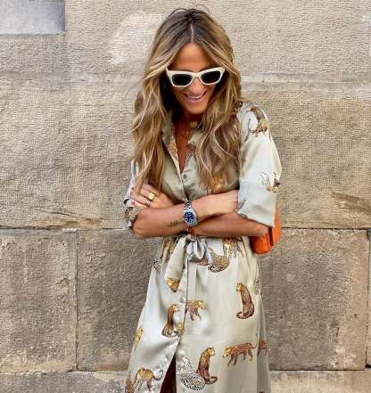  Animal Print Satin Dress