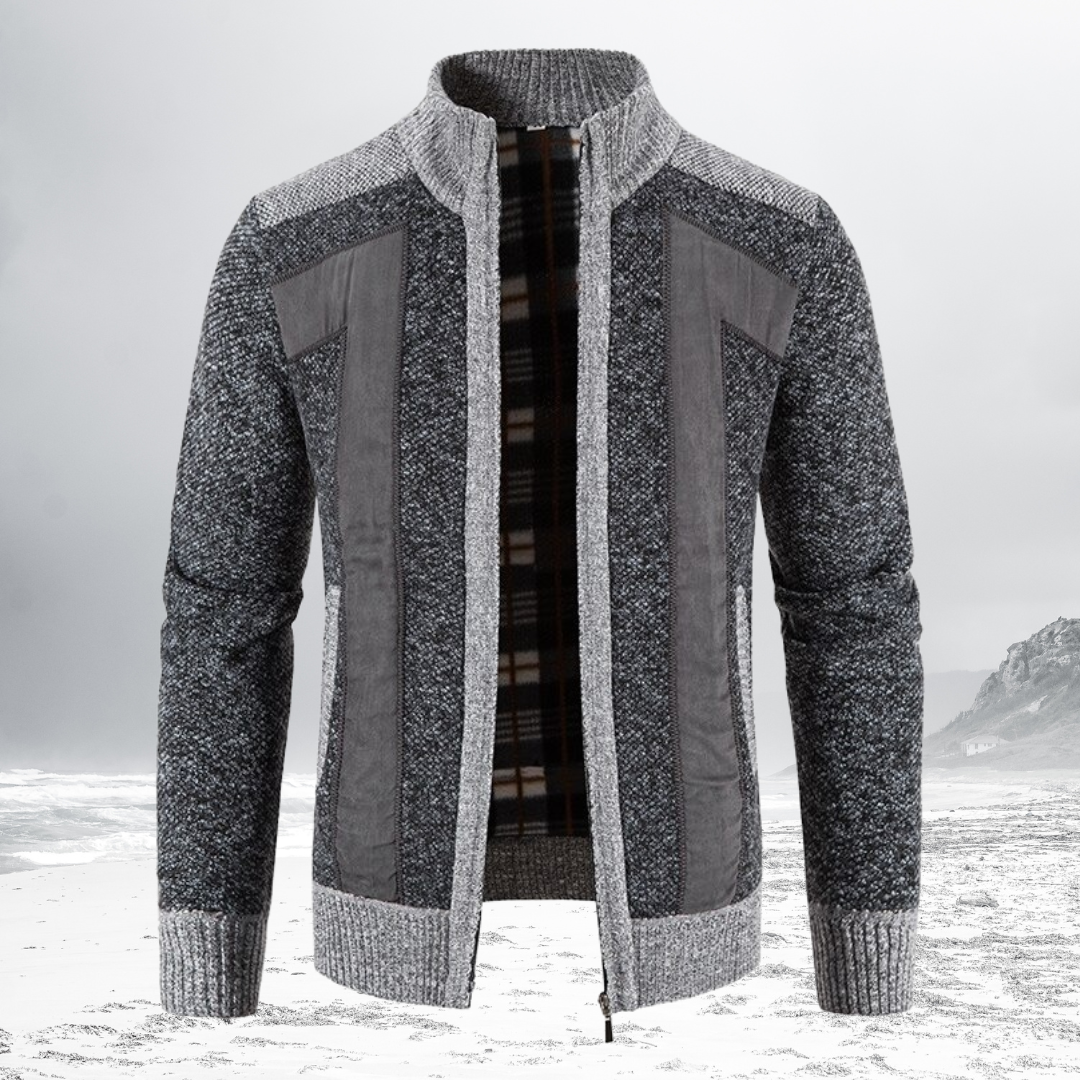 Wool Zip Sweater With Motif