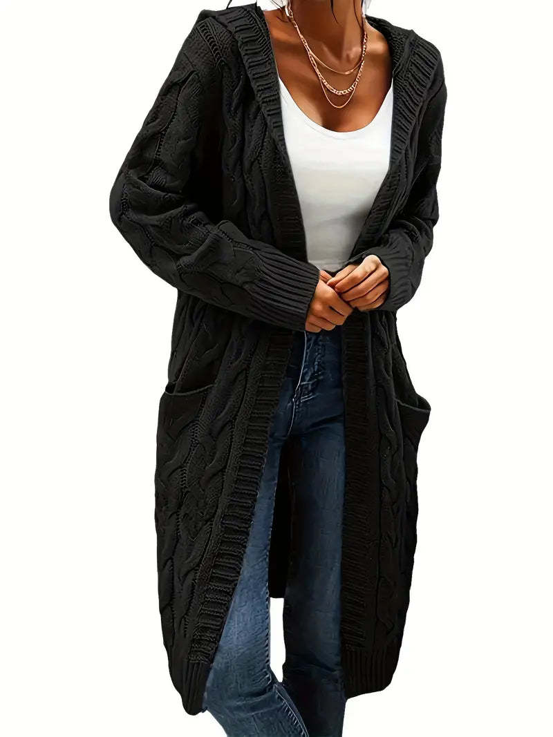 Cable Knit Hooded Cardigan