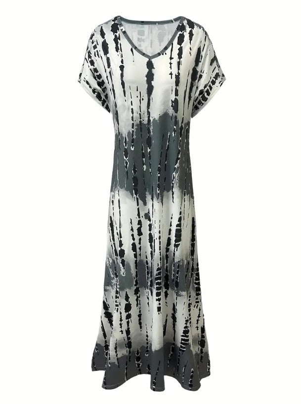 Asymmetrical Striped Maxi Dress